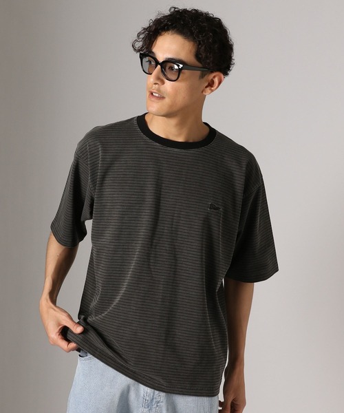 BAYFLOW(ベイフロー)の「【接触冷感・吸水速乾】ピグメントボーダーTEE(Tシャツ/カットソー・メンズ・ライトベージュ/チャコール/セージグリーン・LARGE/MEDIUM)」の1枚目の写真