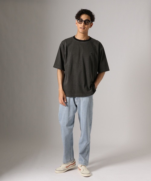BAYFLOW(ベイフロー)の「【接触冷感・吸水速乾】ピグメントボーダーTEE(Tシャツ/カットソー・メンズ・ライトベージュ/チャコール/セージグリーン・LARGE/MEDIUM)」の4枚目の写真