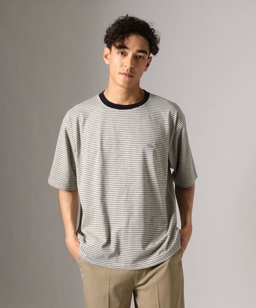 BAYFLOW(ベイフロー)の「【接触冷感・吸水速乾】ピグメントボーダーTEE(Tシャツ/カットソー・メンズ・ライトベージュ/チャコール/セージグリーン・LARGE/MEDIUM)」の8枚目の写真