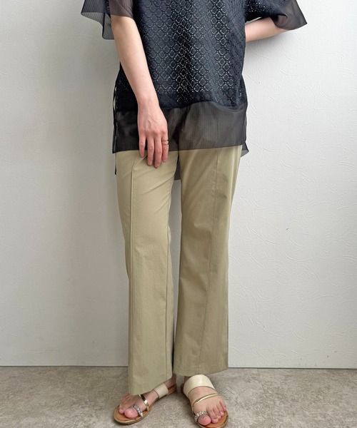 LHELBIE(レルビエ)の「クールストレッチパンツ(スラックス・レディース・ブラック/パープル/ライトグリーン/キャメル・M)」の1枚目の写真