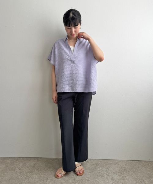 LHELBIE(レルビエ)の「クールストレッチパンツ(スラックス・レディース・ブラック/パープル/ライトグリーン/キャメル・M)」の17枚目の写真