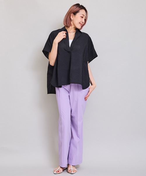 LHELBIE(レルビエ)の「クールストレッチパンツ(スラックス・レディース・ブラック/パープル/ライトグリーン/キャメル・M)」の12枚目の写真
