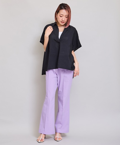 LHELBIE(レルビエ)の「クールストレッチパンツ(スラックス・レディース・ブラック/パープル/ライトグリーン/キャメル・M)」の9枚目の写真