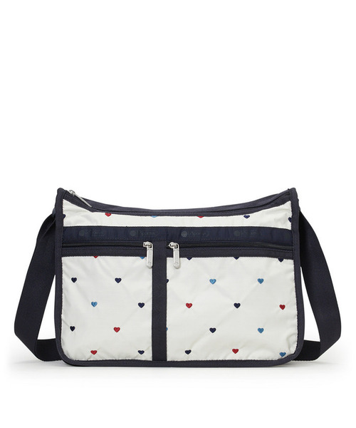 LeSportsac（レスポートサック）の「DELUXE EVERYDAY BAG トリコロールハートエンブロイダリー（ショルダーバッグ・レディース・ホワイト・FREE）」の4枚目の写真