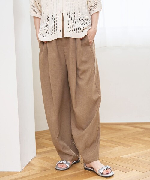 再入荷 / UVカット / 防しわ】リネンタッチイージーカーブパンツ