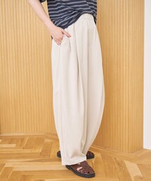 【再入荷 / UVカット / 防しわ】リネンタッチイージーカーブパンツ（Youtube紹介アイテム）
