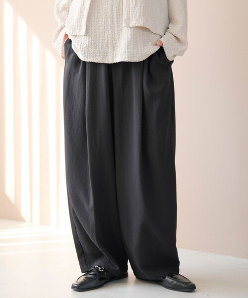 coen(コーエン)の「【再入荷 / UVカット / 防しわ】リネンタッチイージーカーブパンツ(Youtube紹介アイテム)(スラックス・レディース・ベージュ/ブラック/ライトグレー/ナチュラル・M/L)」の9枚目の写真