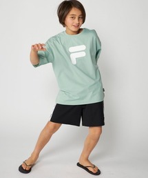 FILA（フィラ）の「【FILA:フィラ】キッズロゴラッシュTシャツ+ハーフパンツセットアップ水着　インナーショーツ一体型（水着）」