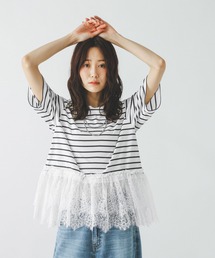 GLOBAL WORK | フローズン裾フリル切り替えTシャツ/872700(Tシャツ/カットソー)