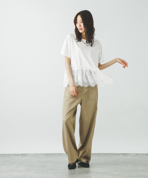 GLOBAL WORK(グローバルワーク)の「フローズン裾フリル切り替えTシャツ/872700(Tシャツ/カットソー・レディース・ブラック×ホワイト/ライトグリーン/ブラック/オフホワイト・MEDIUM/LARGE)」の5枚目の写真