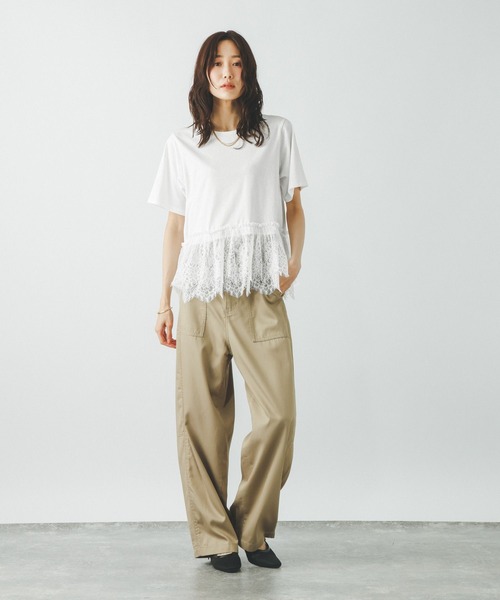 GLOBAL WORK(グローバルワーク)の「フローズン裾フリル切り替えTシャツ/872700(Tシャツ/カットソー・レディース・ブラック×ホワイト/ライトグリーン/ブラック/オフホワイト・MEDIUM/LARGE)」の6枚目の写真