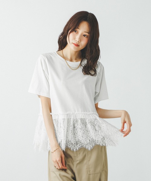 GLOBAL WORK(グローバルワーク)の「フローズン裾フリル切り替えTシャツ/872700(Tシャツ/カットソー・レディース・ブラック×ホワイト/ライトグリーン/ブラック/オフホワイト・MEDIUM/LARGE)」の7枚目の写真