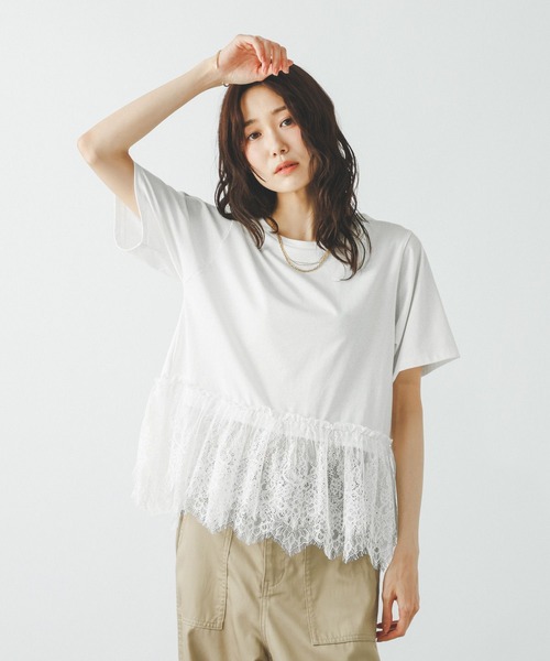 GLOBAL WORK(グローバルワーク)の「フローズン裾フリル切り替えTシャツ/872700(Tシャツ/カットソー・レディース・ブラック×ホワイト/ライトグリーン/ブラック/オフホワイト・MEDIUM/LARGE)」の8枚目の写真