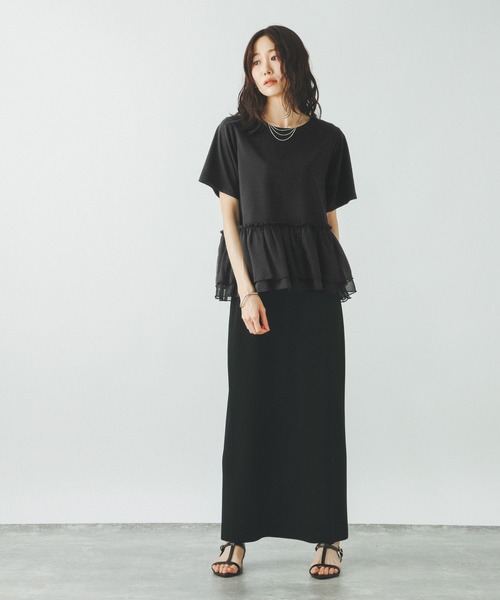 GLOBAL WORK(グローバルワーク)の「フローズン裾フリル切り替えTシャツ/872700(Tシャツ/カットソー・レディース・ブラック×ホワイト/ライトグリーン/ブラック/オフホワイト・MEDIUM/LARGE)」の9枚目の写真