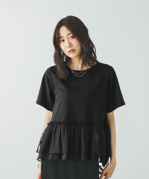 GLOBAL WORK(グローバルワーク)の「フローズン裾フリル切り替えTシャツ/872700(Tシャツ/カットソー・レディース・ブラック×ホワイト/ライトグリーン/ブラック/オフホワイト・MEDIUM/LARGE)」の12枚目の写真