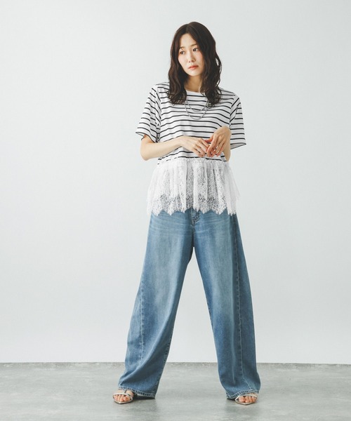 GLOBAL WORK(グローバルワーク)の「フローズン裾フリル切り替えTシャツ/872700(Tシャツ/カットソー・レディース・ブラック×ホワイト/ライトグリーン/ブラック/オフホワイト・MEDIUM/LARGE)」の13枚目の写真