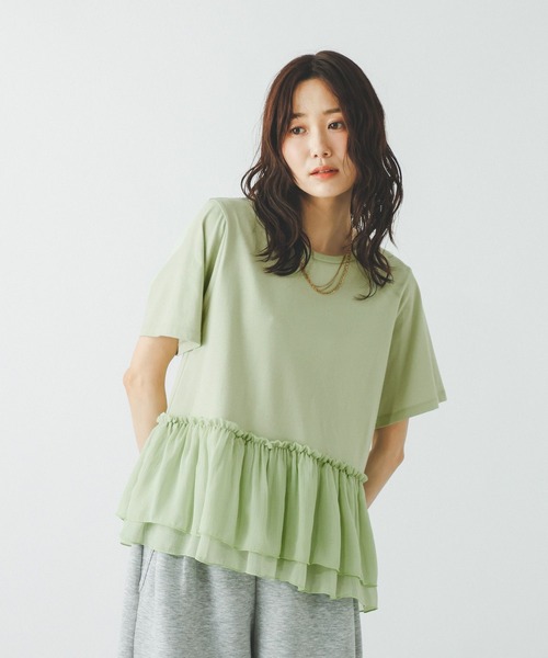 GLOBAL WORK(グローバルワーク)の「フローズン裾フリル切り替えTシャツ/872700(Tシャツ/カットソー・レディース・ブラック×ホワイト/ライトグリーン/ブラック/オフホワイト・MEDIUM/LARGE)」の20枚目の写真