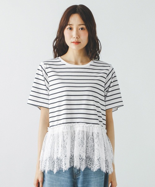 GLOBAL WORK(グローバルワーク)の「フローズン裾フリル切り替えTシャツ/872700(Tシャツ/カットソー・レディース・ブラック×ホワイト/ライトグリーン/ブラック/オフホワイト・MEDIUM/LARGE)」の22枚目の写真