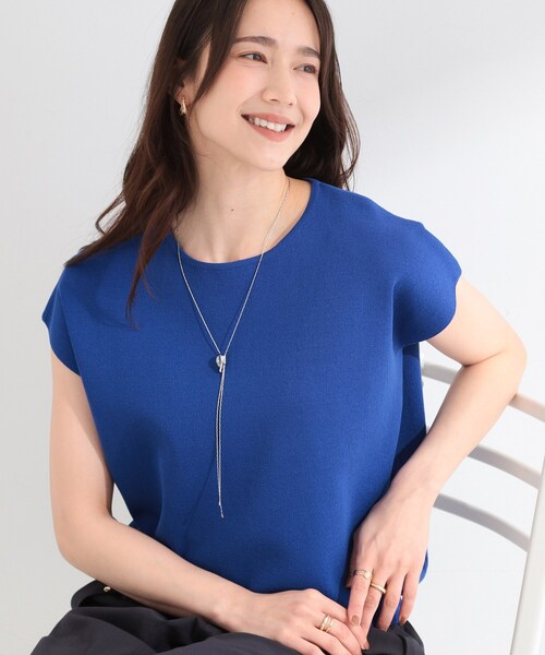 SHOO・LA・RUE（シューラルー）の「【ひんやり/洗濯機可/S-LL】インせず着られる 大人シンプルサマーニット（ニット/セーター・レディース・ブラック/ナチュラル/ブルー系その他・03/04/01/02）」の3枚目の写真