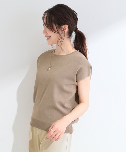 SHOO・LA・RUE（シューラルー）の「【ひんやり/洗濯機可/S-LL】インせず着られる 大人シンプルサマーニット（ニット/セーター・レディース・ブラック/ナチュラル/ブルー系その他・03/04/01/02）」の9枚目の写真