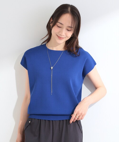 SHOO・LA・RUE（シューラルー）の「【ひんやり/洗濯機可/S-LL】インせず着られる 大人シンプルサマーニット（ニット/セーター・レディース・ブラック/ナチュラル/ブルー系その他・03/04/01/02）」の12枚目の写真