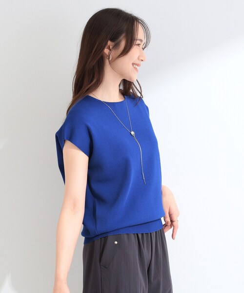 SHOO・LA・RUE（シューラルー）の「【ひんやり/洗濯機可/S-LL】インせず着られる 大人シンプルサマーニット（ニット/セーター・レディース・ブラック/ナチュラル/ブルー系その他・03/04/01/02）」の13枚目の写真