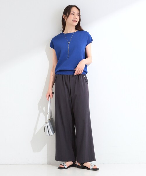 SHOO・LA・RUE（シューラルー）の「【ひんやり/洗濯機可/S-LL】インせず着られる 大人シンプルサマーニット（ニット/セーター・レディース・ブラック/ナチュラル/ブルー系その他・03/04/01/02）」の14枚目の写真