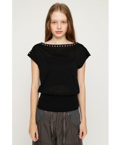 SLY(スライ)の「STUDS DOLMAN HG TOPS スタッズドルマンハイゲージトップス 夏服 秋服(ニット/セーター・レディース・ブルー/ブラウン/ブラック・FREE)」の7枚目の写真