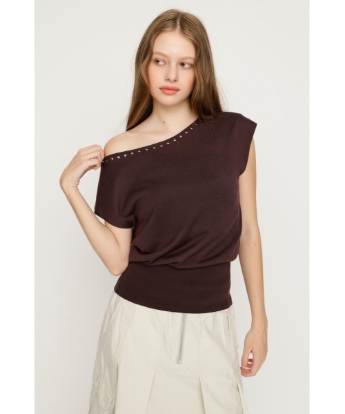 SLY(スライ)の「STUDS DOLMAN HG TOPS スタッズドルマンハイゲージトップス 夏服 秋服(ニット/セーター・レディース・ブルー/ブラウン/ブラック・FREE)」の8枚目の写真