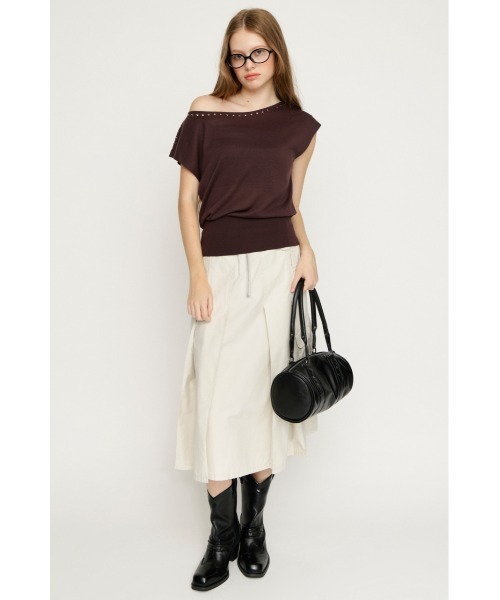 SLY(スライ)の「STUDS DOLMAN HG TOPS スタッズドルマンハイゲージトップス 夏服 秋服(ニット/セーター・レディース・ブルー/ブラウン/ブラック・FREE)」の9枚目の写真