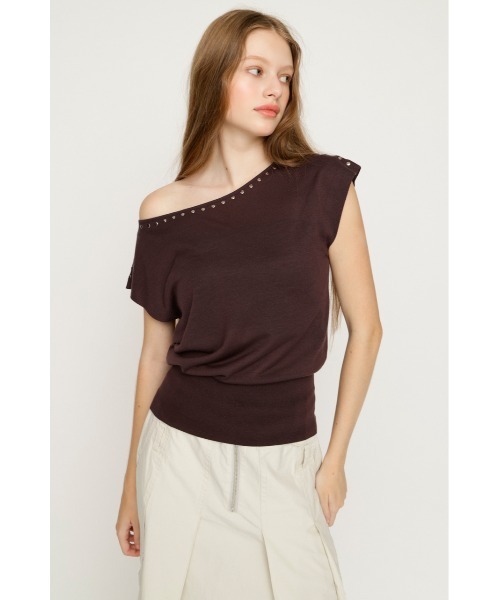 SLY(スライ)の「STUDS DOLMAN HG TOPS スタッズドルマンハイゲージトップス 夏服 秋服(ニット/セーター・レディース・ブルー/ブラウン/ブラック・FREE)」の10枚目の写真