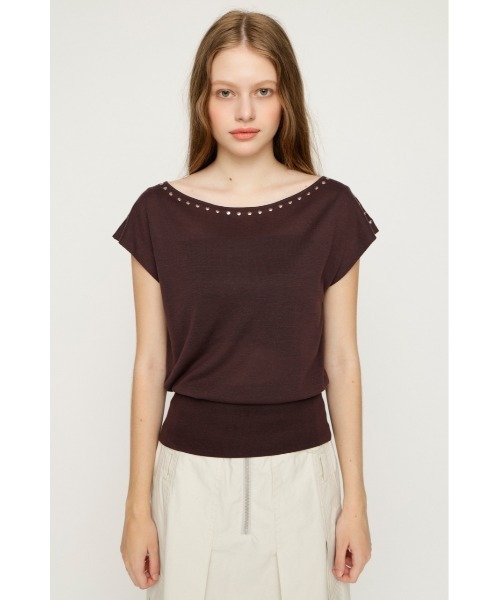SLY(スライ)の「STUDS DOLMAN HG TOPS スタッズドルマンハイゲージトップス 夏服 秋服(ニット/セーター・レディース・ブルー/ブラウン/ブラック・FREE)」の11枚目の写真