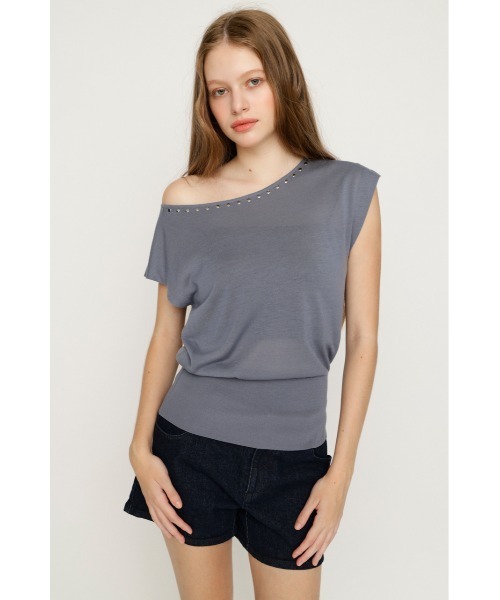SLY(スライ)の「STUDS DOLMAN HG TOPS スタッズドルマンハイゲージトップス 夏服 秋服(ニット/セーター・レディース・ブルー/ブラウン/ブラック・FREE)」の12枚目の写真