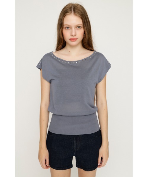 SLY(スライ)の「STUDS DOLMAN HG TOPS スタッズドルマンハイゲージトップス 夏服 秋服(ニット/セーター・レディース・ブルー/ブラウン/ブラック・FREE)」の15枚目の写真