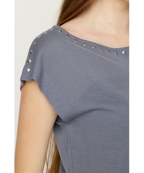 SLY(スライ)の「STUDS DOLMAN HG TOPS スタッズドルマンハイゲージトップス 夏服 秋服(ニット/セーター・レディース・ブルー/ブラウン/ブラック・FREE)」の18枚目の写真