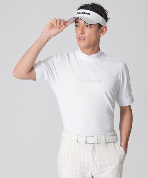 Paul Stuart(ポールスチュアート)の「【GOLF Men’s/吸水速乾】エアリーメッシュモックネック半袖シャツ(Tシャツ/カットソー・メンズ・ホワイト/ネイビー・M/L/XL)」の3枚目の写真
