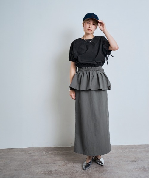 W:Huku(フーク)の「撥水 ぺプラム ナロー スカート(スカート・レディース・ベージュ系その他/グレー・L/M)」の8枚目の写真