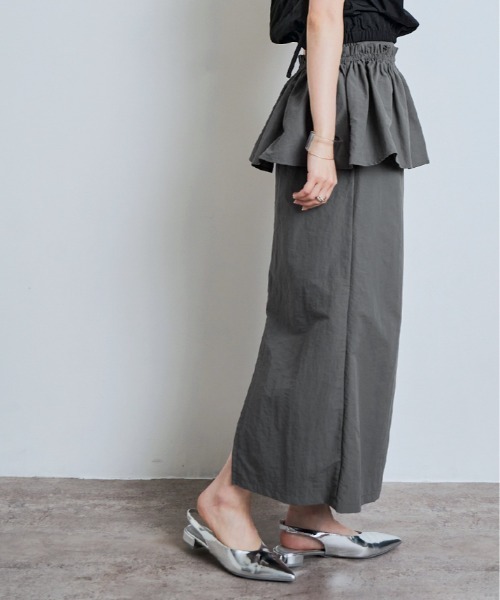 W:Huku(フーク)の「撥水 ぺプラム ナロー スカート(スカート・レディース・ベージュ系その他/グレー・L/M)」の14枚目の写真
