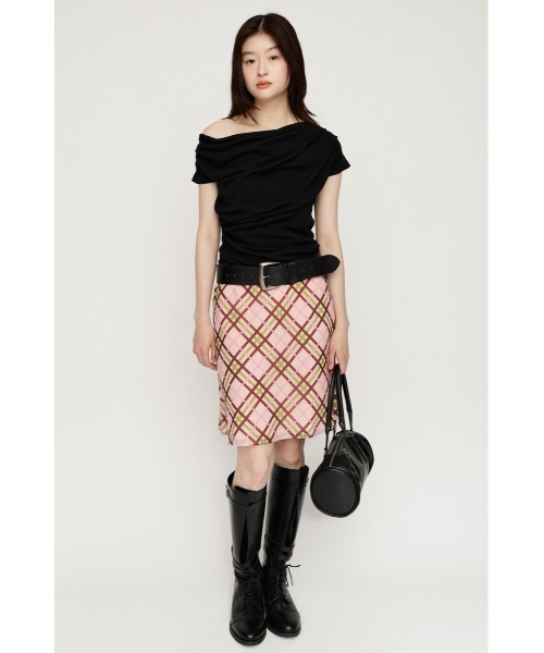 SLY(スライ)の「VINTAGE LIKE FLARE SKIRT ヴィンテージライクフレアスカート 夏服 秋服(スカート・レディース・ピンク系その他/ブラック系その他2・0/1)」の4枚目の写真
