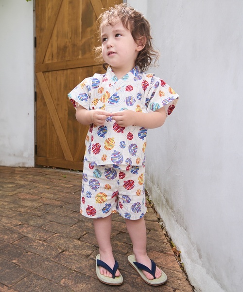 petit main(プティマイン)の「BABY GIRLS甚平(浴衣・キッズ・アイボリー/ピンク/カラフル・70cm/80cm)」の20枚目の写真
