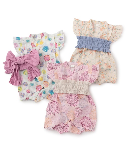 petit main(プティマイン)の「BABY GIRLS甚平(浴衣・キッズ・アイボリー/ピンク/カラフル・70cm/80cm)」の5枚目の写真