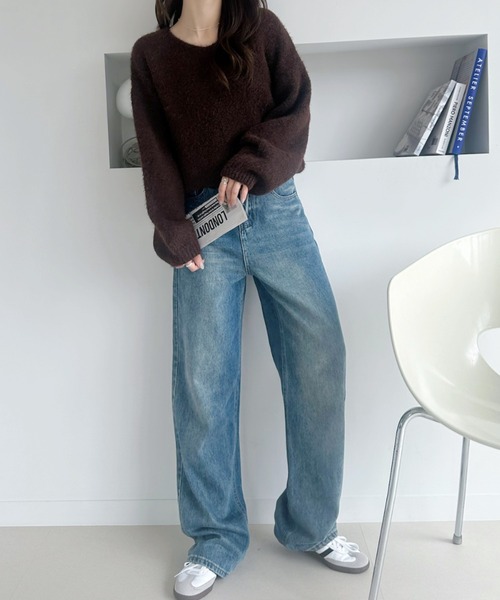 Ada.(エイダ)の「ふんわりタッチ メランジが可愛い Vネック ゆるフワニット【ada1745 リニューアルver 】(ニット/セーター・レディース・グレー/レッド/ネイビー/ライトベージュ/ブラウン・FREE)」の18枚目の写真