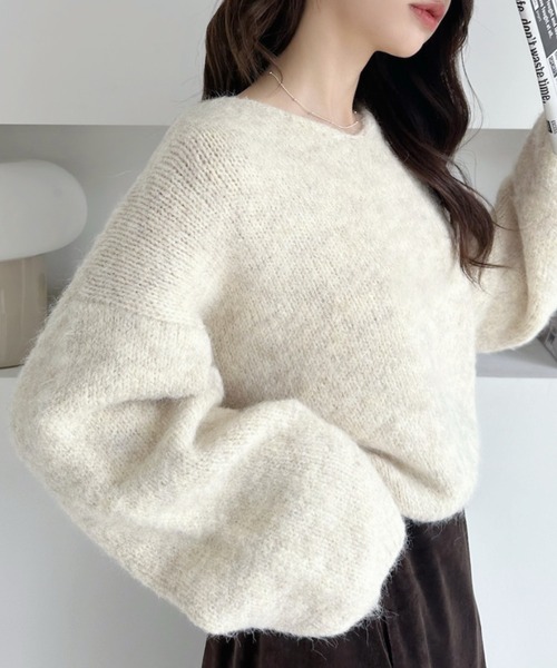 Ada.(エイダ)の「ふんわりタッチ メランジが可愛い Vネック ゆるフワニット【ada1745 リニューアルver 】(ニット/セーター・レディース・グレー/レッド/ネイビー/ライトベージュ/ブラウン・FREE)」の21枚目の写真