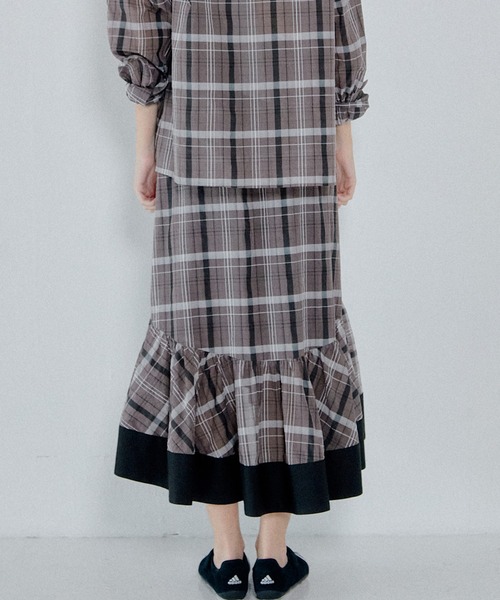 LE CIEL BLEU（ルシェルブルー）の「シアープレイドスカート / Sheer Plaid Skirt（シャツ/ブラウス・レディース・ブラウン/ブラック・36）」の12枚目の写真