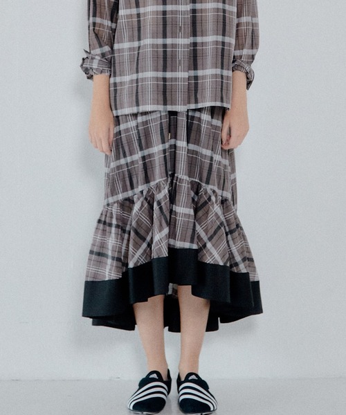 LE CIEL BLEU（ルシェルブルー）の「シアープレイドスカート / Sheer Plaid Skirt（シャツ/ブラウス・レディース・ブラウン/ブラック・36）」の11枚目の写真