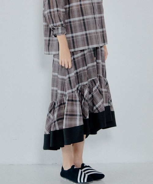 LE CIEL BLEU（ルシェルブルー）の「シアープレイドスカート / Sheer Plaid Skirt（シャツ/ブラウス・レディース・ブラウン/ブラック・36）」の10枚目の写真