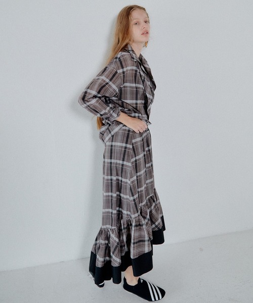 LE CIEL BLEU（ルシェルブルー）の「シアープレイドスカート / Sheer Plaid Skirt（シャツ/ブラウス・レディース・ブラウン/ブラック・36）」の8枚目の写真