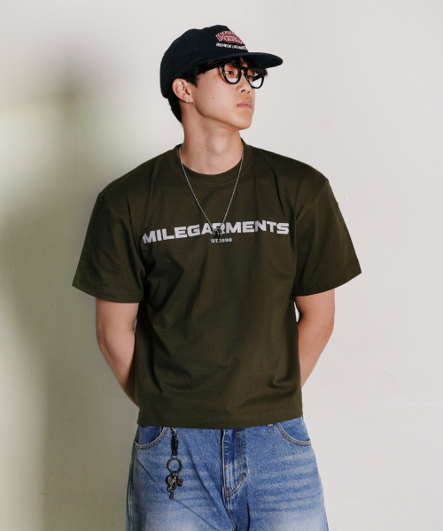 THE MILE(ザマイル)の「マイルガーメンツ クロップクルーネック_KHAKI(Tシャツ/カットソー・メンズ・その他・SMALL/X-LARGE/LARGE/MEDIUM)」の1枚目の写真