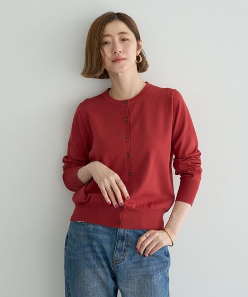 YECCA VECCA(イェッカヴェッカ)の「【UVカット】クルーネックカーディガン(カーディガン/ボレロ・レディース・レッド/アイボリー/ダークベージュ/ブラック・FREE)」の1枚目の写真