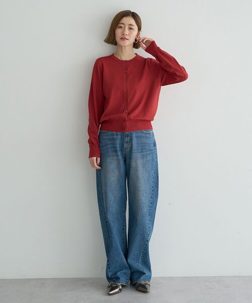 YECCA VECCA(イェッカヴェッカ)の「【UVカット】クルーネックカーディガン(カーディガン/ボレロ・レディース・レッド/アイボリー/ダークベージュ/ブラック・FREE)」の12枚目の写真